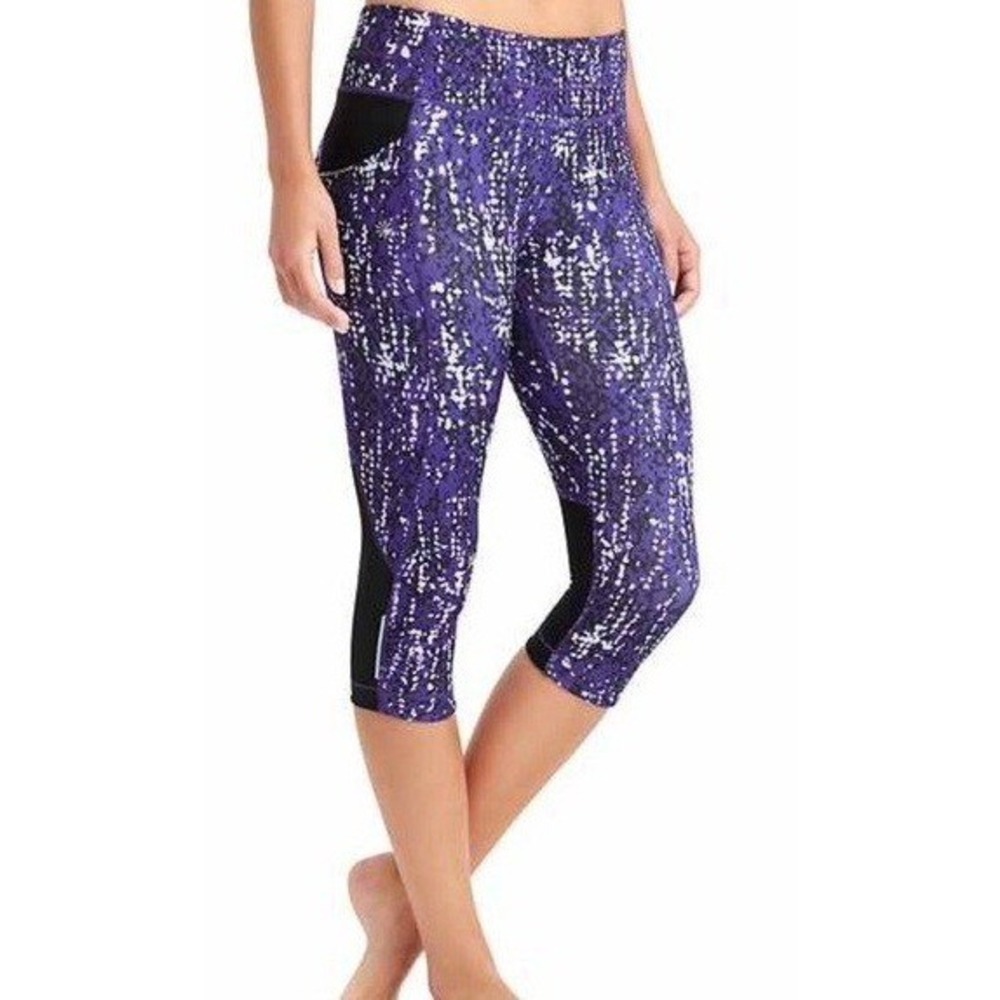 Athleta Pebble Be Free Knicker art purple bluemCapri workout‎ athletic S legging